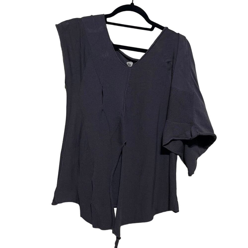 Oblique Asymmetrical Cut Out Top Made In  Italy 2